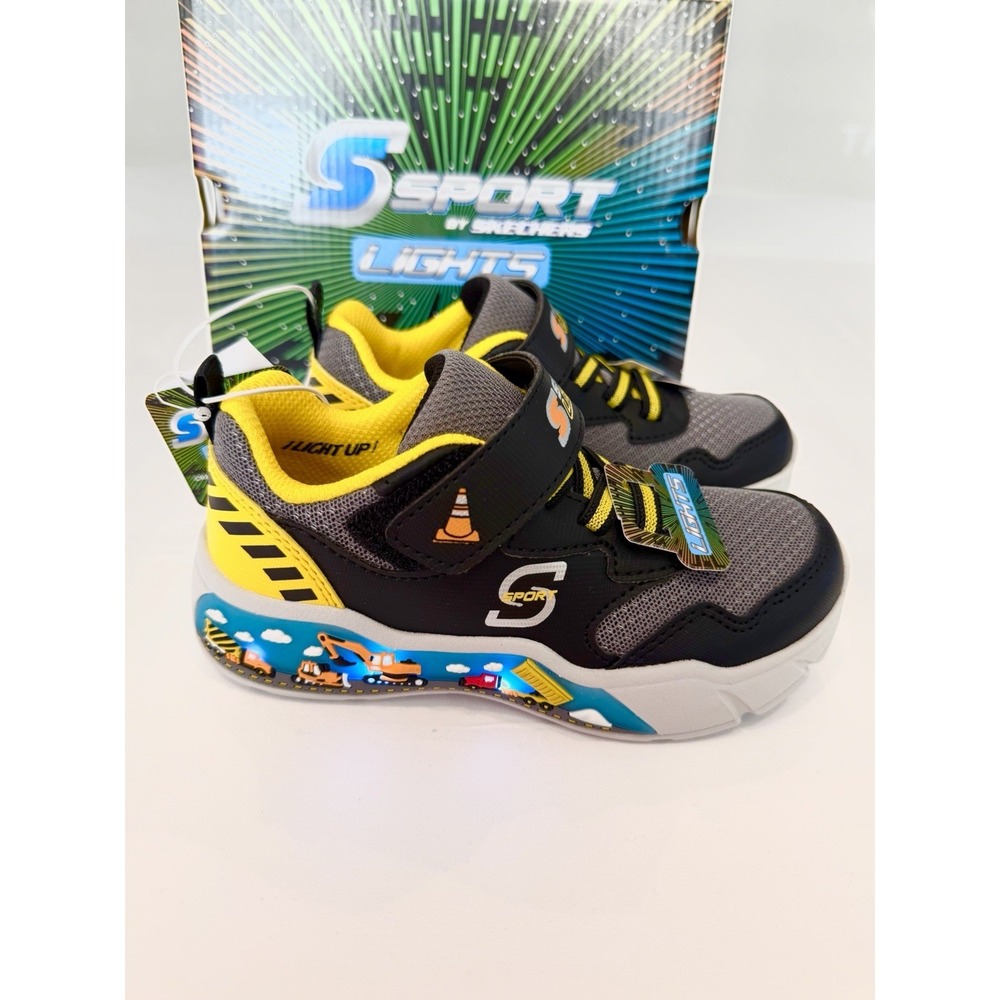 Skechers Kids Boys Sneaker School Black/Yellow 10 Toddler Shoes Light Up Slip On